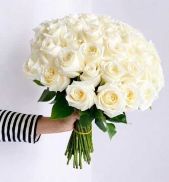 Champagne White Roses Bouquet