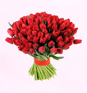 Love 101 Red Tulips Bouquet