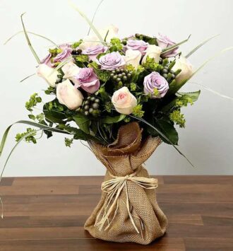 Purple and Peach Rose Bouquet