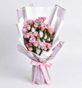 Purple and Pink Spray Roses Bunch